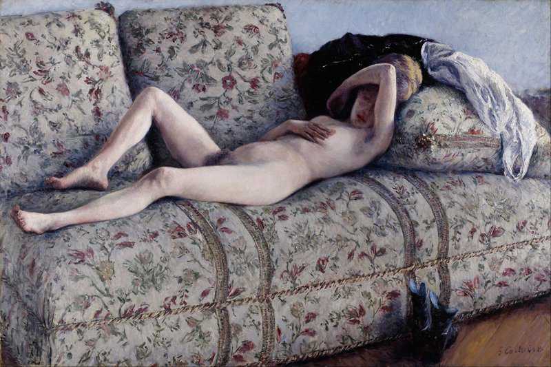 Peinture sur toile, reproduction de Gustave Caillebotte Nude On A Couch Ca. 1880 qualité musée