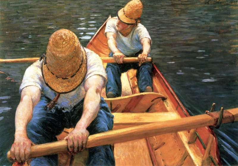 Peinture sur toile, reproduction de Gustave Caillebotte Oarsmen Rowing On The Yerres 1877 qualité musée