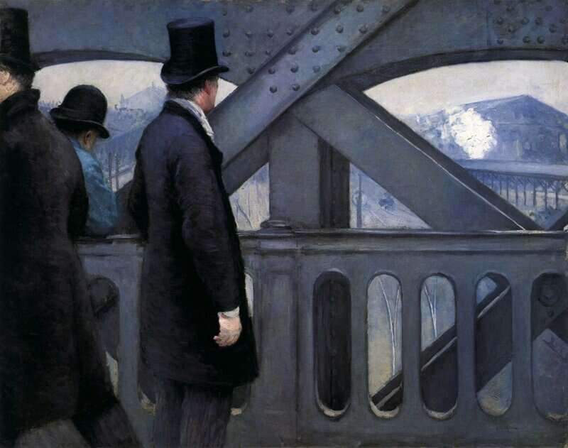 Peinture sur toile, reproduction de Gustave Caillebotte On The Pont De L Europe 1876-77 qualité musée