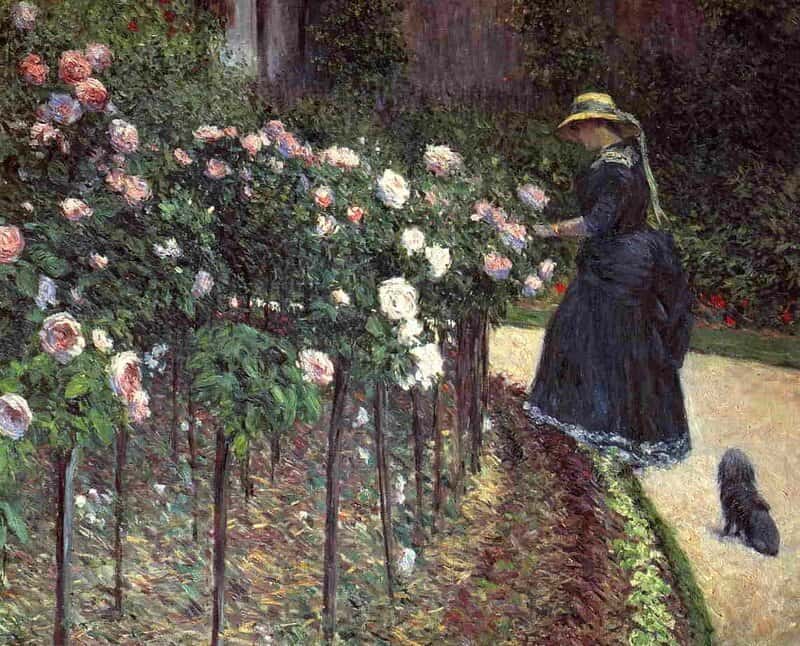 Peinture sur toile, reproduction de Gustave Caillebotte Roses In The Garden At Petit Gennevilliers 1886 qualité musée