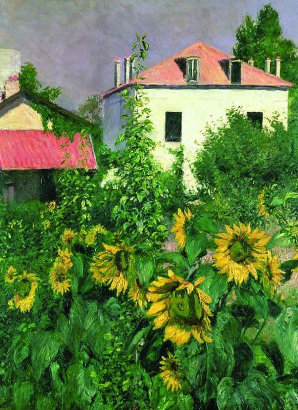 Peinture sur toile, reproduction de Gustave Caillebotte Sunflowers In The Garden At Petit Gennevilliers - 1885 qualité musée