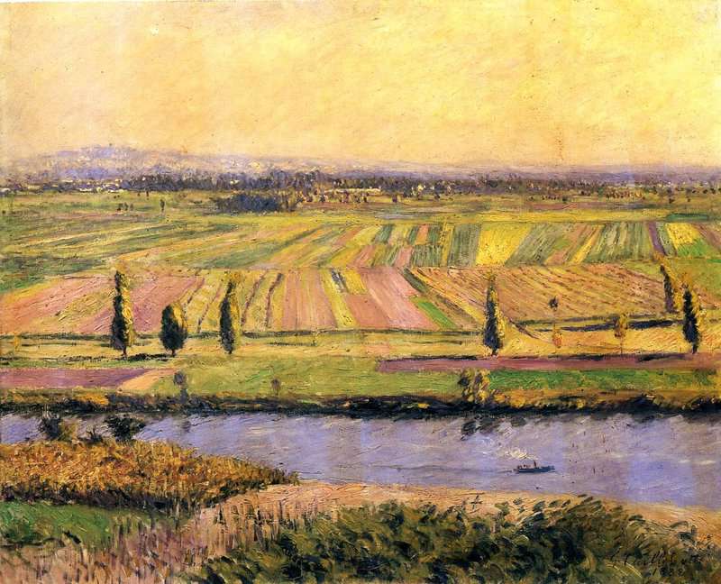 Peinture sur toile, reproduction de Gustave Caillebotte The Gennevilliers Plain Seen From The Slopes Of Argenteuil qualité musée