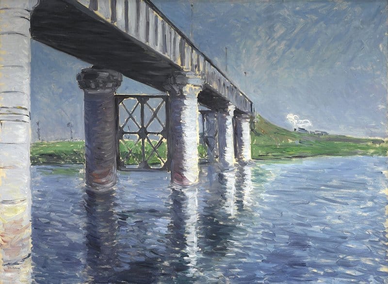 Peinture sur toile, reproduction de Gustave Caillebotte The Seine And The Railroad Bridge At Argenteuil qualité musée