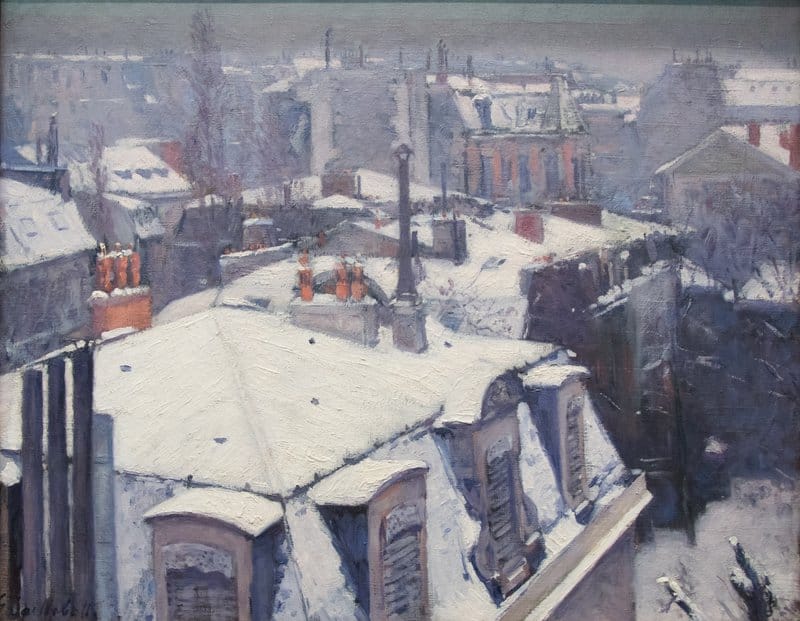 Peinture sur toile, reproduction de Gustave Caillebotte Vue De Toits Effet De Neige qualité musée