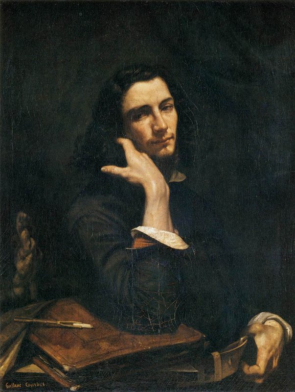 Peinture sur toile, reproduction de Gustave Courbet, L'Homme à la ceinture de cuir. Portrait de l'artiste qualité musée