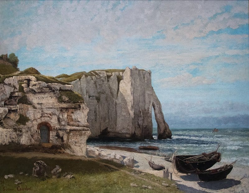 Peinture sur toile, reproduction de Gustave Courbet, La Falaise d'Étretat après l'orage qualité musée