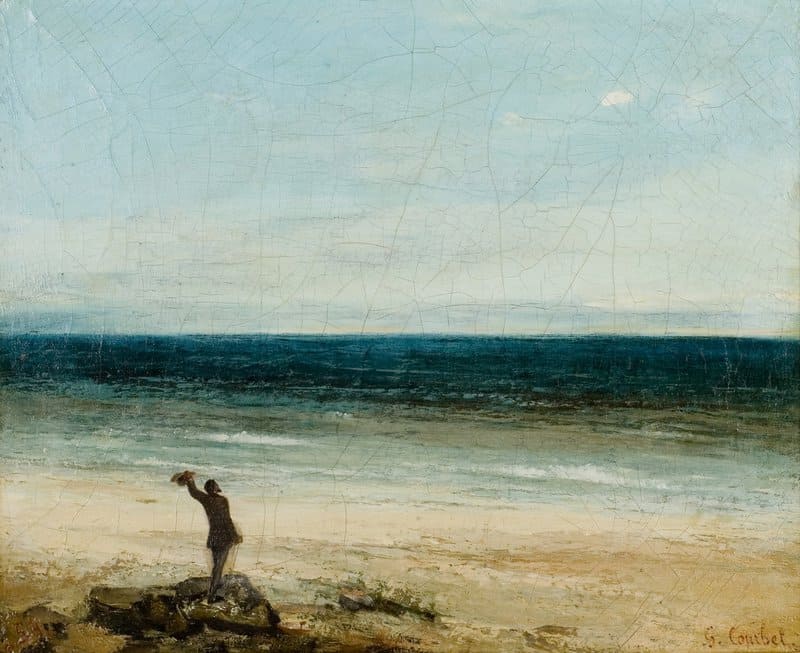 Peinture sur toile, reproduction de Gustave Courbet, Le Bord de mer à Palavas qualité musée