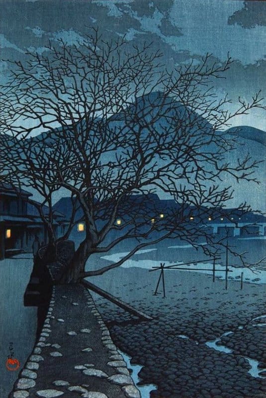 Peinture sur toile, reproduction de Hasui Kawase Evening In Beppu In The Cold Season - 1929 qualité musée