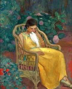 Henri Lebasque Young Woman With Dove 1923