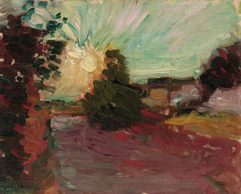 Peinture sur toile, reproduction de Henri Matisse Coucher De Soleil En Corse 1898 qualité musée