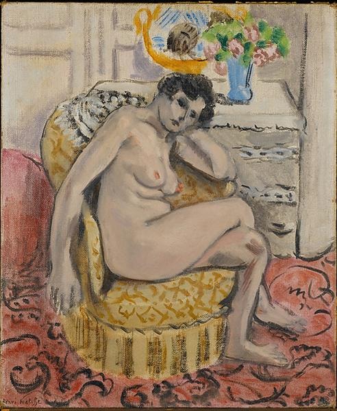 Peinture sur toile, reproduction de Henri Matisse Nude In An Armchair Nu Au Fauteuil 1920 qualité musée