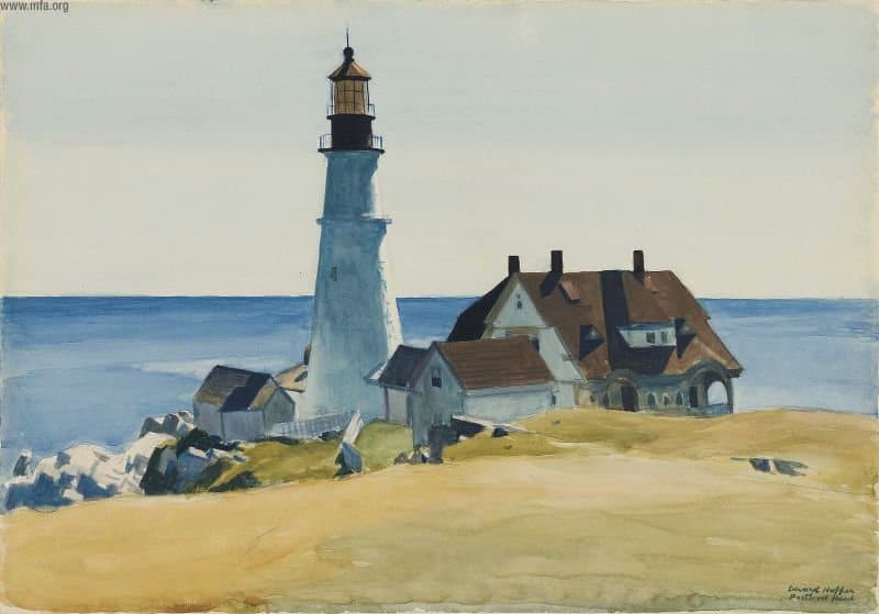 Peinture sur toile, reproduction de Hopper Lighthouse And Buildings Portland Head Cape Elizabeth Maine qualité musée