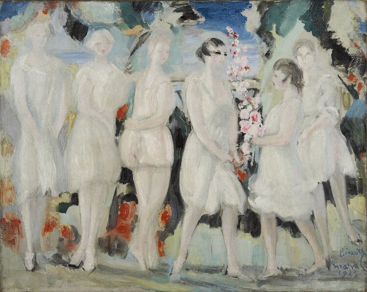 Peinture sur toile, reproduction de Jacqueline Marval, Le Jardin de mon Voisin, 1923 qualité musée