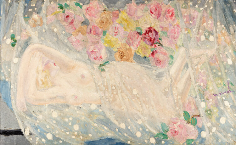 Peinture sur toile, reproduction de Jacqueline Marval, Rêve de Femme Endormie, 1928 qualité musée