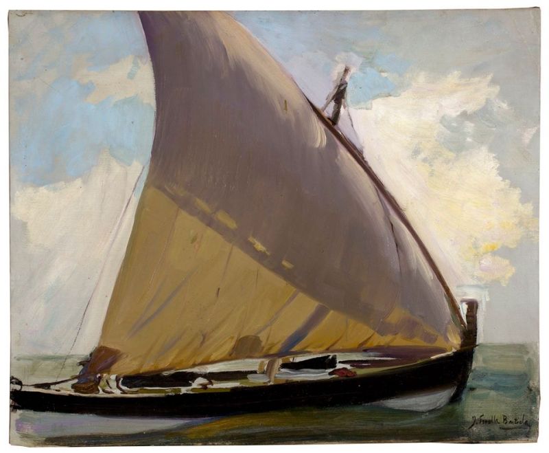 Peinture sur toile, reproduction de Joaquin Sorolla, Barcas A La Mar Valencia - 1904 qualité musée