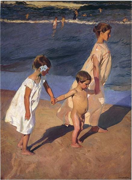 Peinture sur toile, reproduction de Joaquin Sorolla, To The Water Valencia - 1908 qualité musée