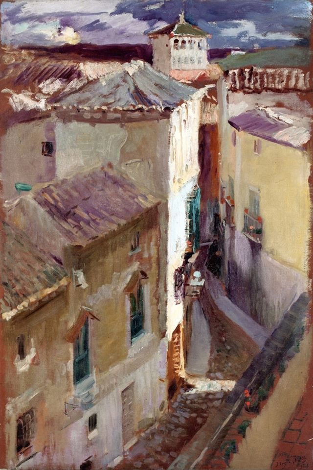 Peinture sur toile, reproduction de Joaquin Sorolla, A Street In Toledo - 1906 qualité musée