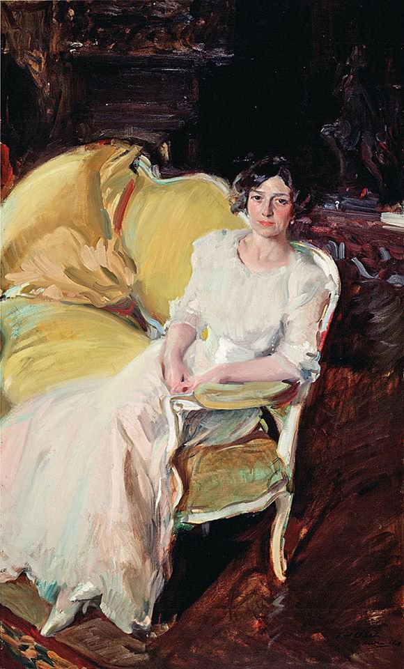 Peinture sur toile, reproduction de Joaquin Sorolla, Clotilde Sentada En Un Sofa - 1910 qualité musée