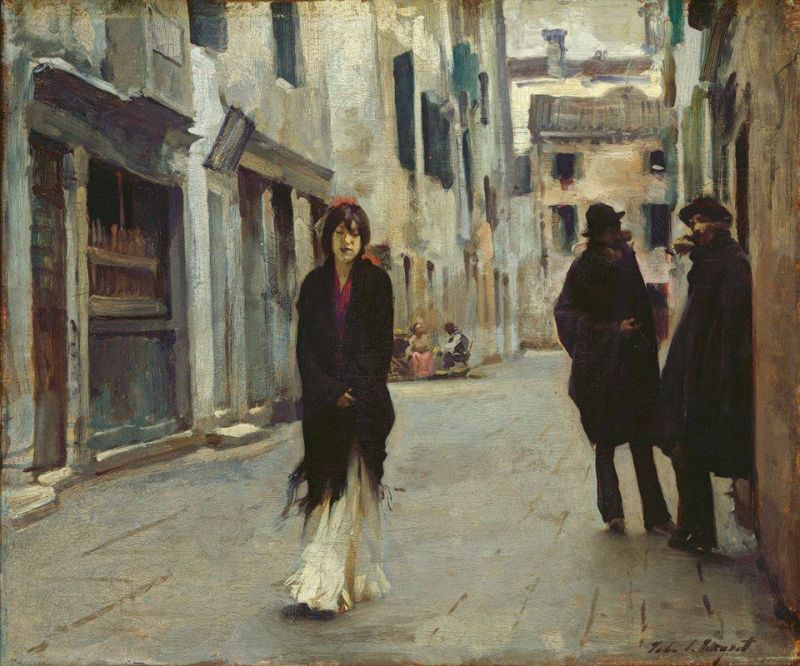 Peinture sur toile, reproduction de John Singer Sargent Street In Venice C. 1882 qualité musée