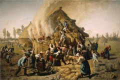 Jules Breton Fire In A Haystack