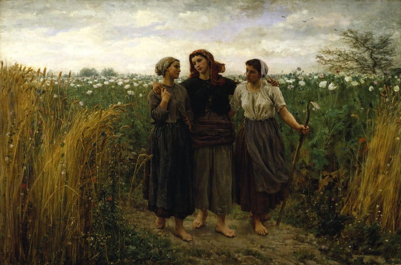Peinture sur toile, reproduction de Jules Breton Returning From The Fields qualité musée