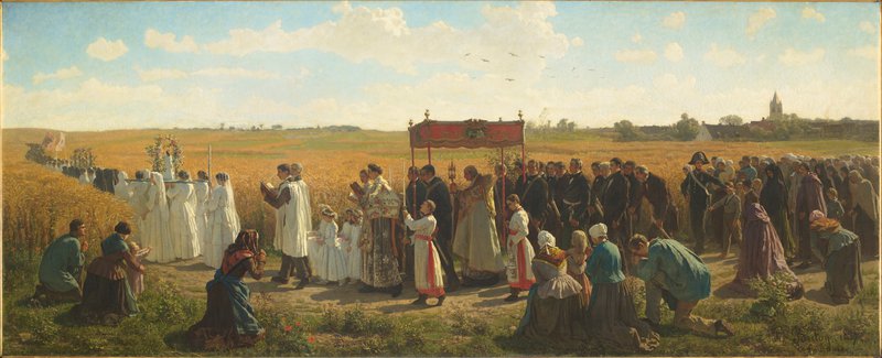 Peinture sur toile, reproduction de Jules Breton The Blessing Of The Wheat In Artois qualité musée