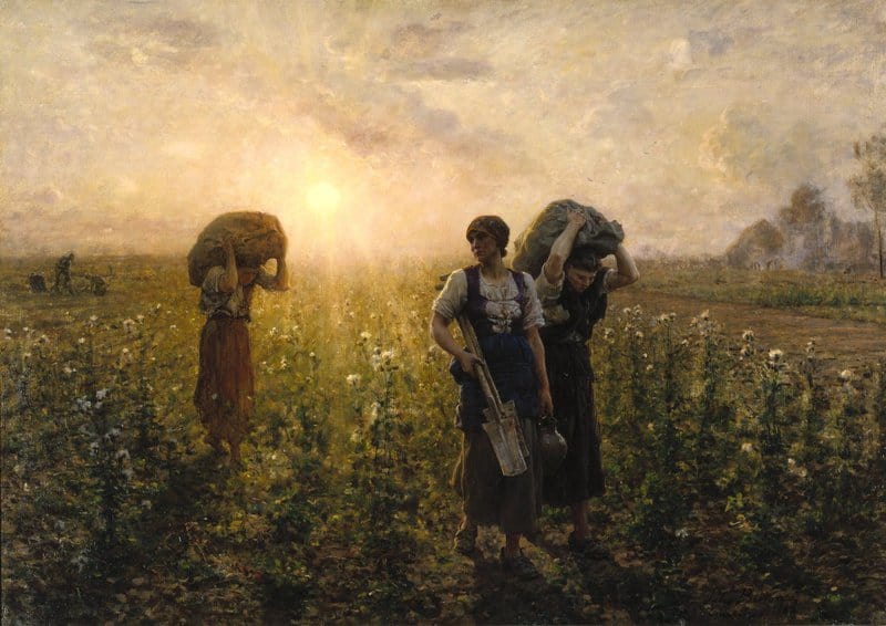 Peinture sur toile, reproduction de Jules Breton The End Of The Working Day qualité musée