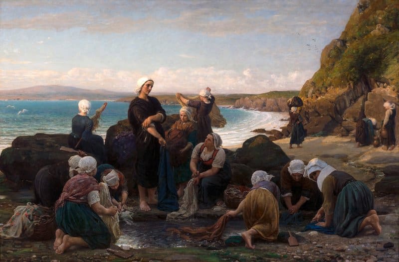 Peinture sur toile, reproduction de Jules Breton The Washerwomen Of The Breton Coast qualité musée