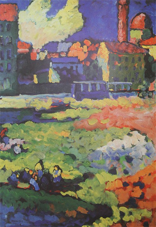 Peinture sur toile, reproduction de Kandinsky Munich - Schwabing With The Church Of St. Ursula qualité musée