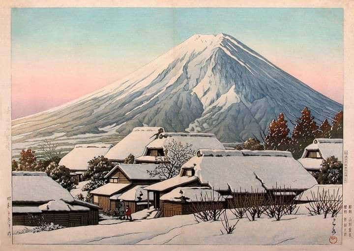 Peinture sur toile, reproduction de Kawase Hasui Clearing After A Snowfall - 1944 qualité musée
