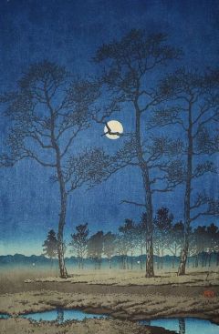 Kawase Hasui Toyamagahara Winter Moon 1931