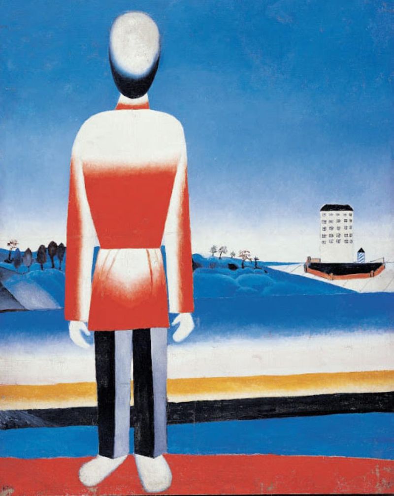 Peinture sur toile, reproduction de Kazimir Malewitsch Mann In Suprematistischer Landschaft C. 1930-31 qualité musée