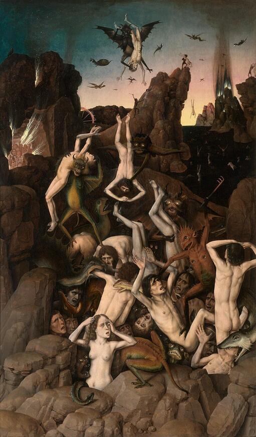 Peinture sur toile, reproduction de La Chute des damnés de Dirk Bouts qualité musée