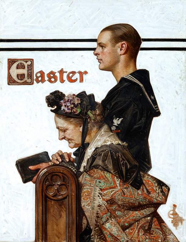 Peinture sur toile, reproduction de Leyendecker Joseph Christian Easter Saturday Evening Post Magazine Cover 1918 qualité musée