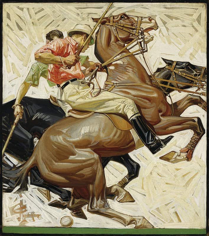 Peinture sur toile, reproduction de Leyendecker Joseph Christian Polo Players On Horseback 1914 qualité musée