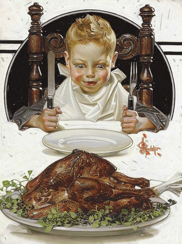 Peinture sur toile, reproduction de Leyendecker Joseph Christian Ready For Thanksgiving Feast 1919 qualité musée
