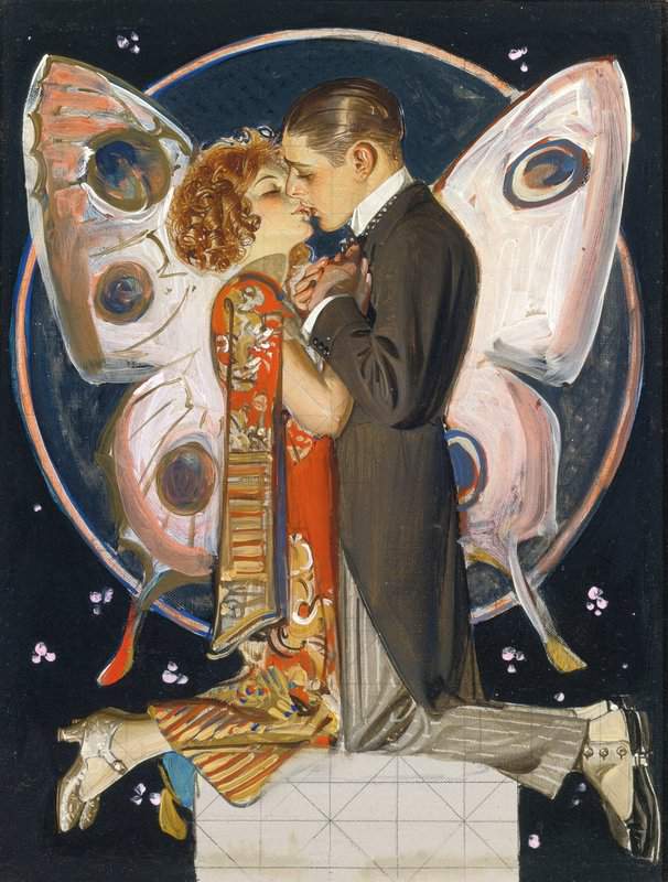 Peinture sur toile, reproduction de Leyendecker Joseph Christian Study For Butterfly Couple 1923 qualité musée