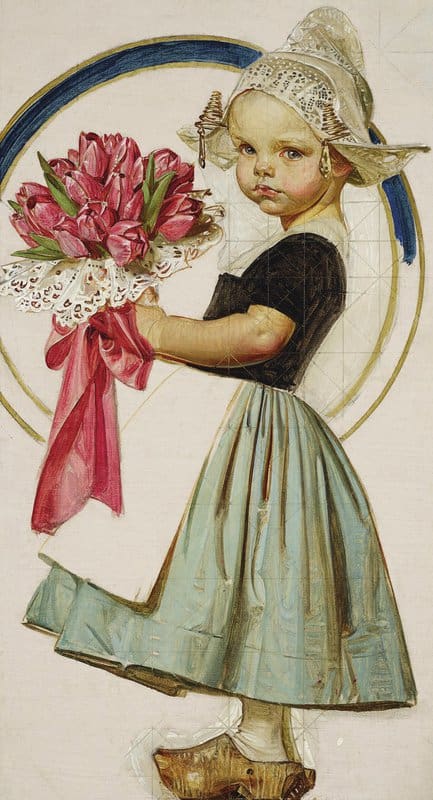 Peinture sur toile, reproduction de Leyendecker Joseph Christian Study For Easter Dutch Girl 1926 qualité musée