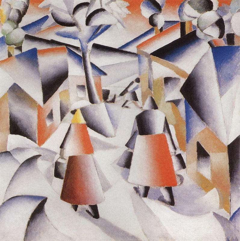 Peinture sur toile, reproduction de Malevich, Matin au village après la tempête de neige qualité musée