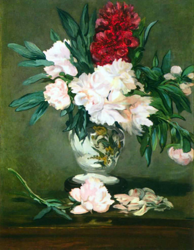 Peinture sur toile, reproduction de Manet, Nature Morte - Vases Avec Des Pivoines qualité musée
