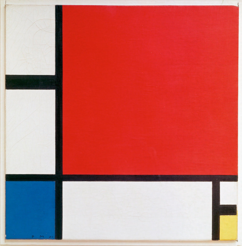 Peinture sur toile, reproduction de Mondrian, Composition II En Rouge, Bleu Et Jaune qualité musée