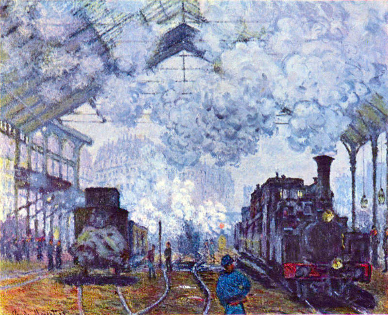 Peinture sur toile, reproduction de Monet Arivee De Trains A La Station Saint Lazare De Paris qualité musée