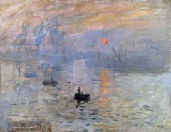Monet, Impression Soleil Levant, Peinture Huile Sur Toile Peinte Main