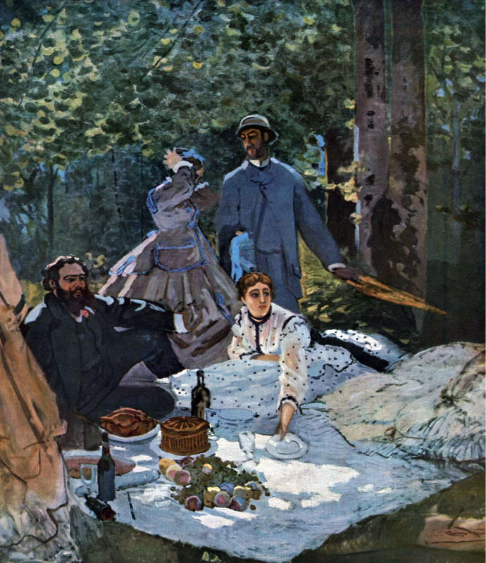 Peinture sur toile, reproduction de Monet Le Dejeuner A L Exterieur - Partie Centrale qualité musée