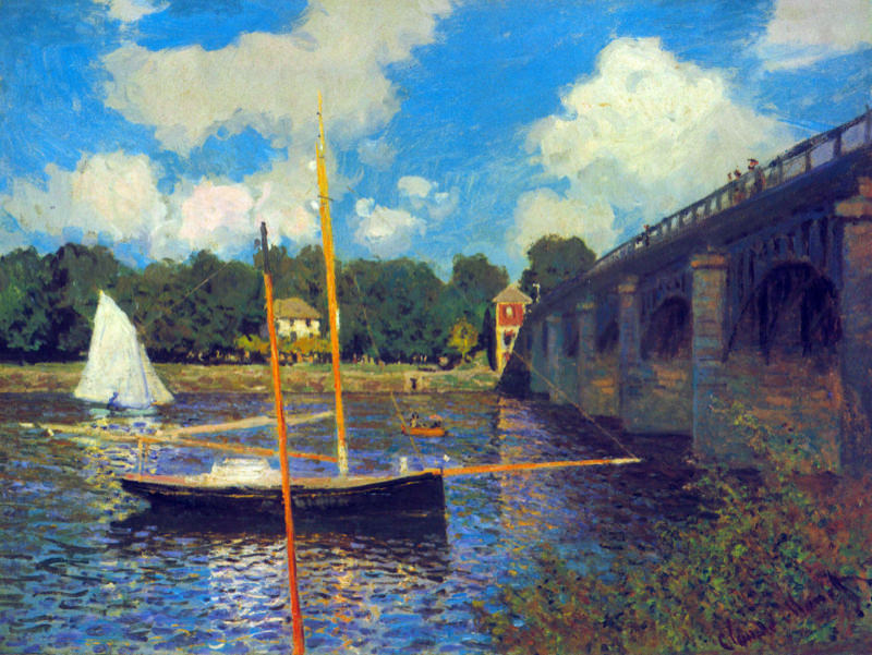 Peinture sur toile, reproduction de Monet Le Pont De La Route D Argenteuil qualité musée