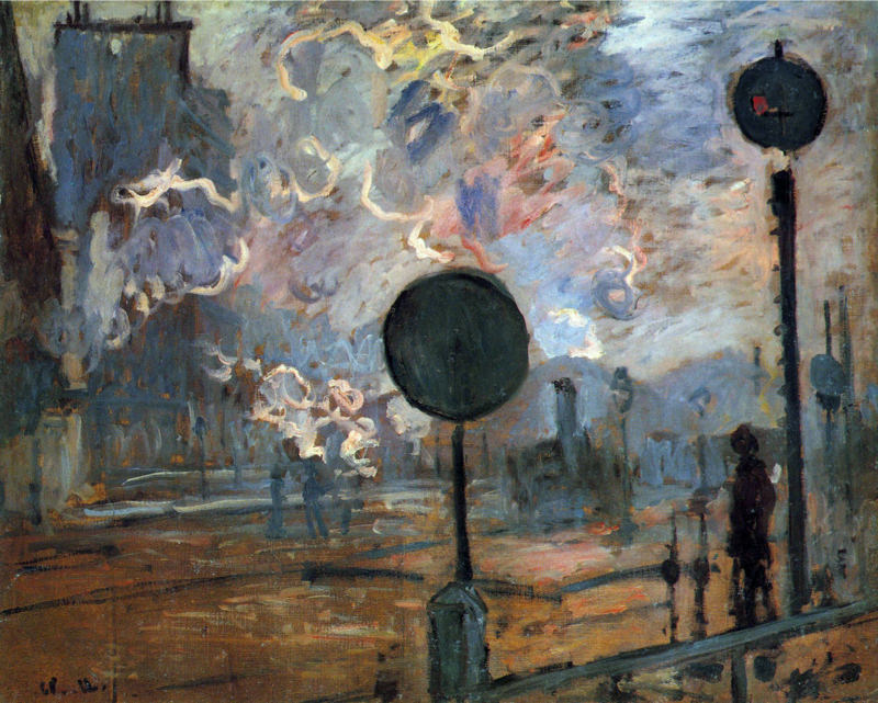Peinture sur toile, reproduction de Monet Le Signal En Dehors De La Station Saint Lazare qualité musée