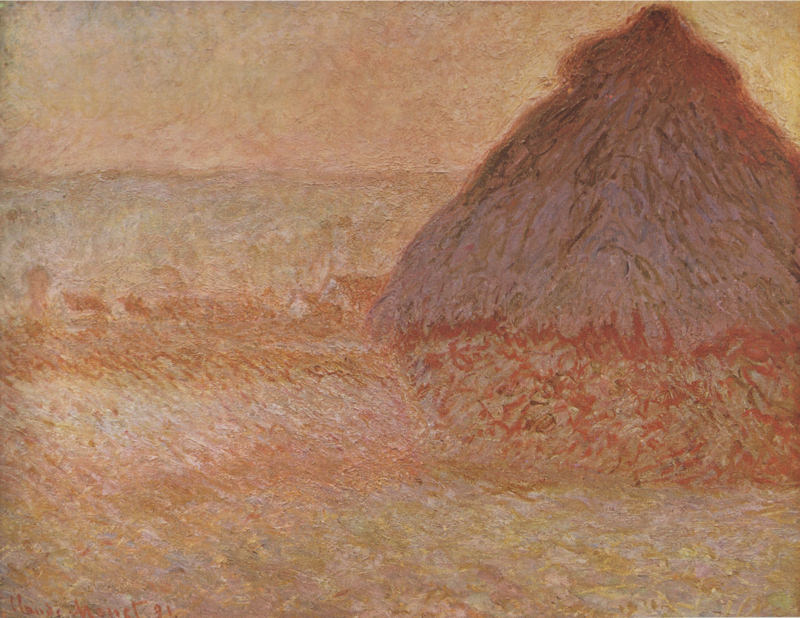 Peinture sur toile, reproduction de Monet Meule De Foin Au Coucher Du Soleil qualité musée