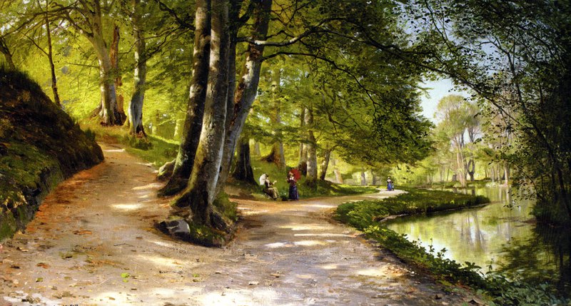 Peinture sur toile, reproduction de Monsted Den Rode Paraply The Red Umbrella 1888 qualité musée