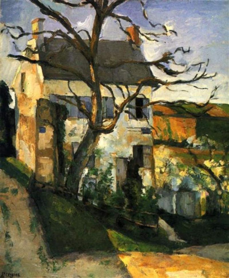 Peinture sur toile, reproduction de Paul Cezanne The House And The Tree C.1874 qualité musée
