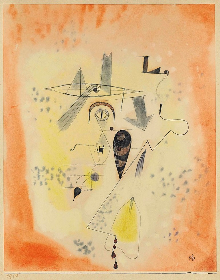 Peinture sur toile, reproduction de Paul Klee, Angler Memory of M - 1919 qualité musée